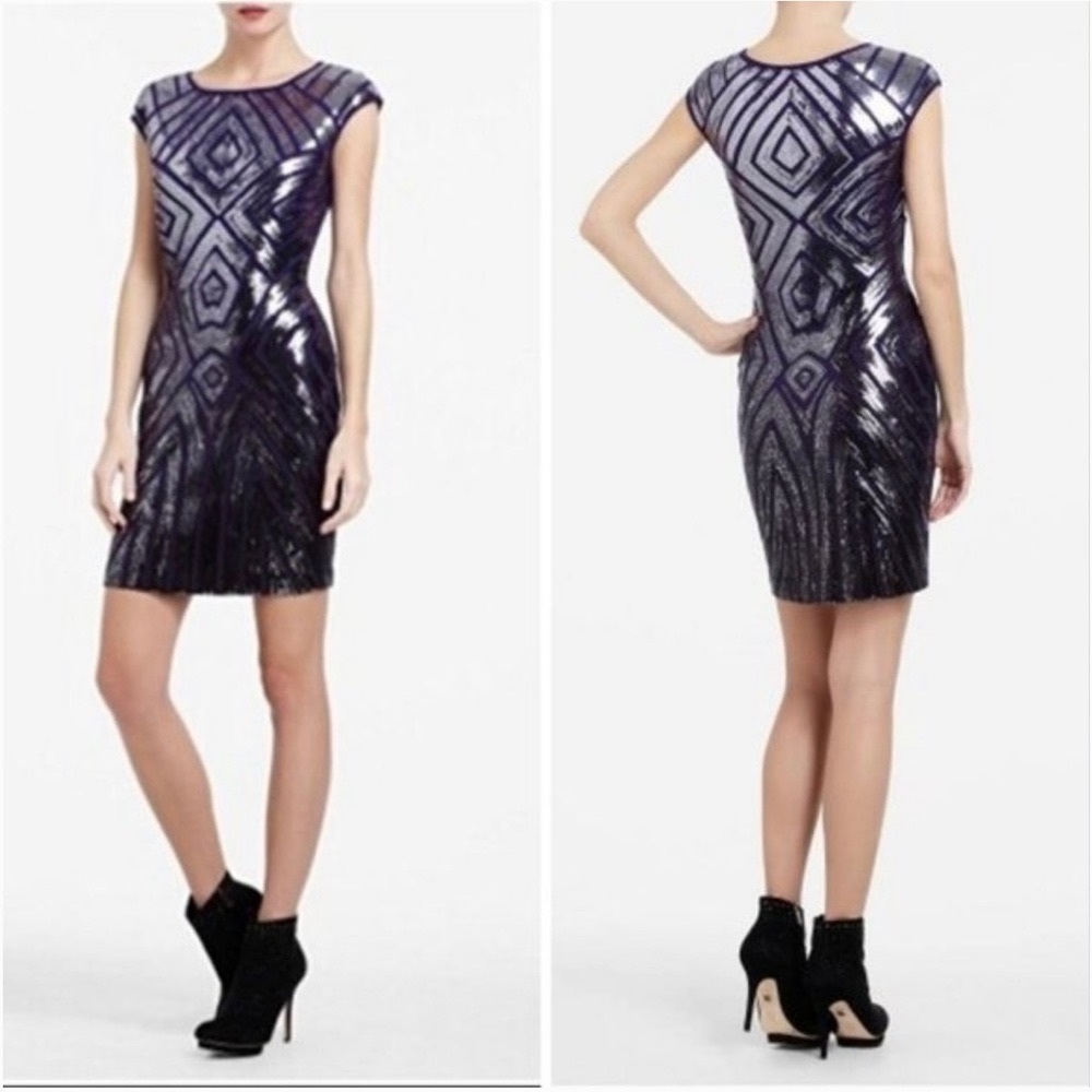 Sequin Dress Blue With Silver Sequins 73% Polyester,23% Rayon,4% Spandex Blend